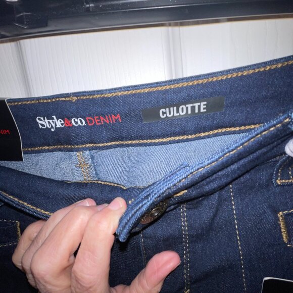 Style & Co. Denim Tummy Control Mid Rise Culotte Denim Cropped Pants Size 8 NWT - Picture 4 of 7